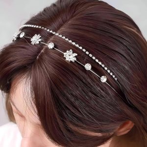 ⁦Metal Hairbands - Silver and Gold Multi-Layered Thin Headbands, Elegant and Fashionable Hair Accessories for Women and Girls, Suitable for Party, Office, or Casual Looks (Model No.4, 1PCS)⁩ - الصورة ⁦3⁩