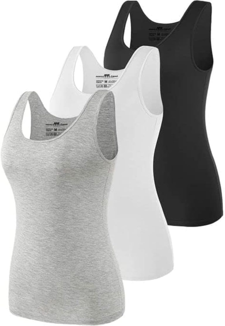 Set Of (3) Cotton Stretch Plain Tank Tops