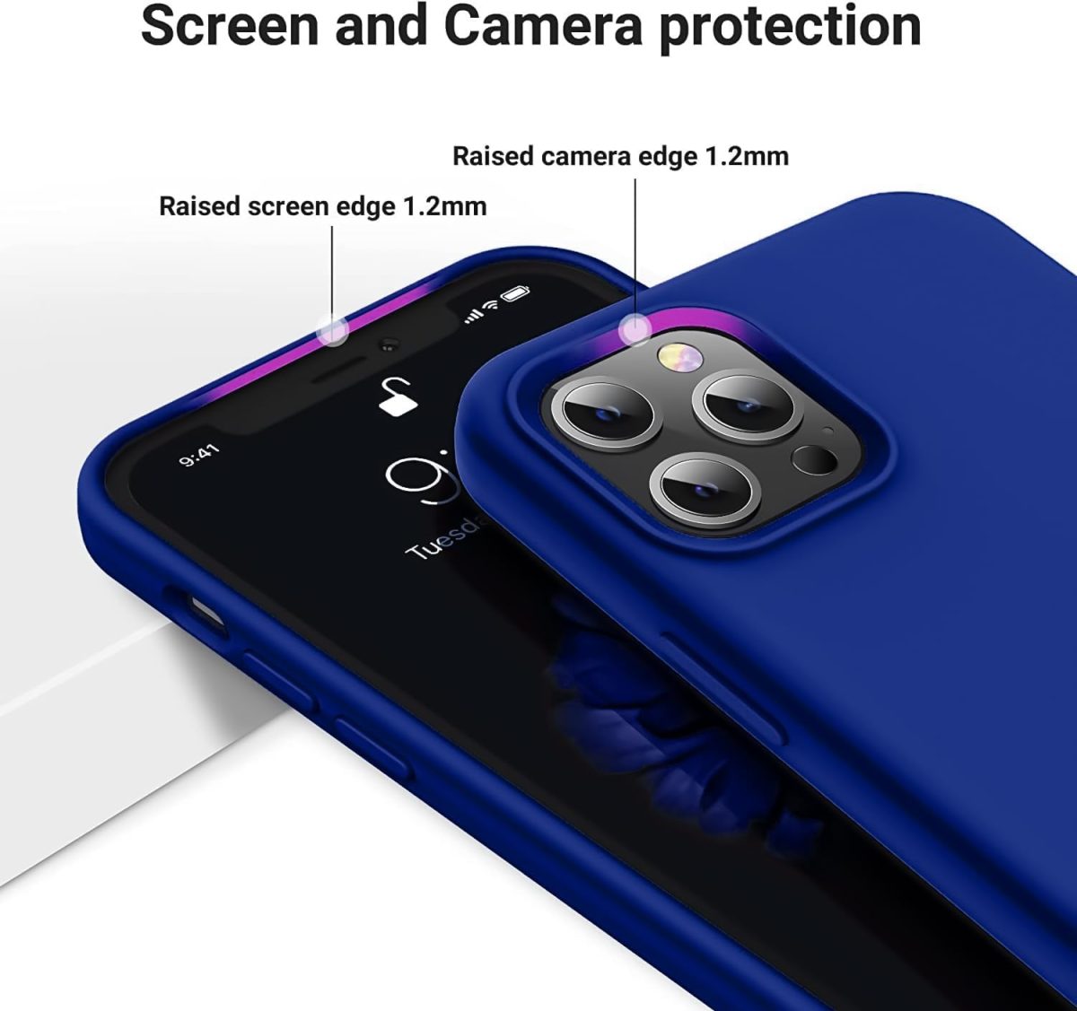 ⁦Dl3 Mobilak Compatible with iPhone 13 Pro (6.1 Inch) Case, Liquid Silicone Case, Full Body Protective Cover, Shockproof, Slim Phone Case, Anti-Scratch Soft Microfiber Lining (Pepsi)⁩ - الصورة ⁦5⁩