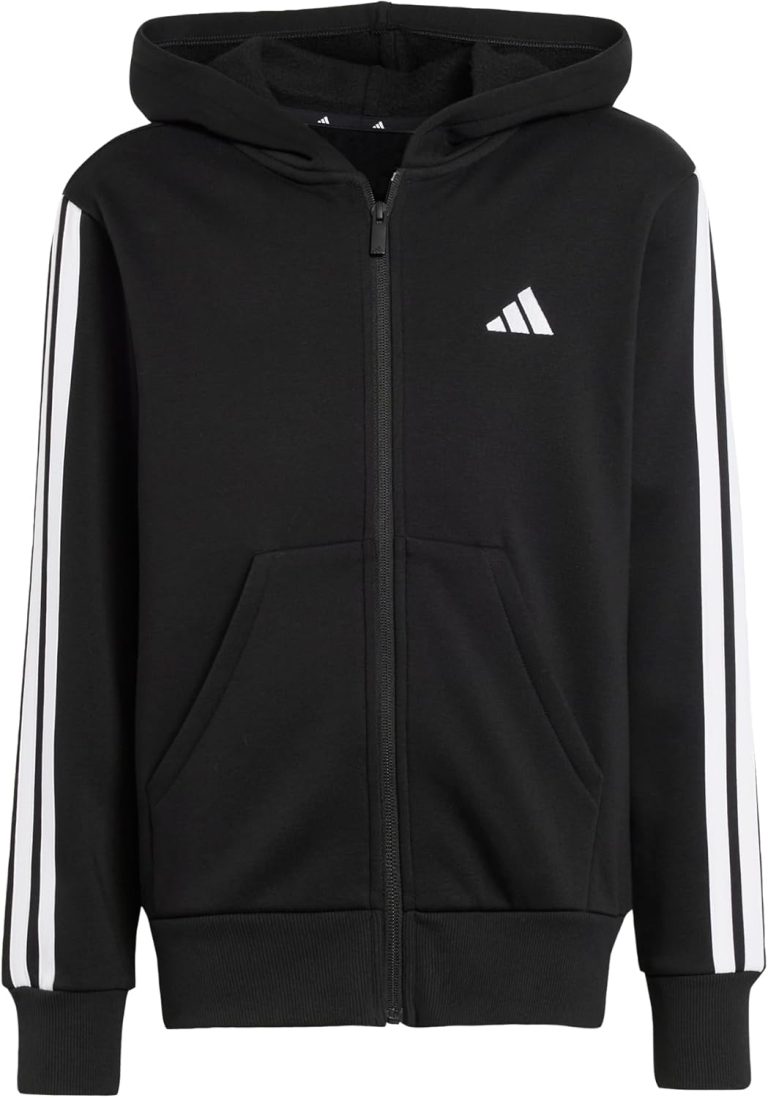 adidas JUNIOR BOYS AND GIRLS J 3S FL FZ HD Hooded Sweatshirt (pack of 1)