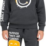 Miza Kids Set Of 2 Pieces (Hoodie + Pants) Smiley Printed For Boys 4-10 Years - Multi Color Available In Tring Colors