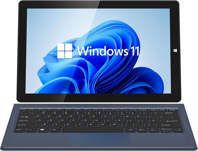 AWOW 10.1" 2-in-1 Windows Tablet with Keyboard, Intel N100 Processor, 12GB DDR5 RAM, 256GB Storage, Detachable Touchscreen Laptop, Windows 11, Dual-Band WiFi, Bluetooth, USB 3.0, HDMI, Dual Cameras