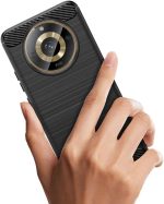 ⁦جراب متوافق مع ريلمى 11 5G ، - غطاء حماية مصقول مقاوم للصدمات رفيع للغاية متين من ألياف الكربون المصقولة - غطاء واقي مضاد للخدش و مقاوم للانزلاق - أسود⁩ - الصورة ⁦2⁩