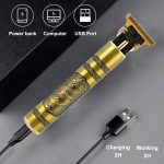 ⁦ماكينة تشذيب الشعر للرجال بنمط بوذا-ريوب حلاقة احترافية بشفرة قابلة للتعديل بتصميم رترو براس زيتي بطارية 1200 مللي امبير في الساعة دارجون-ري ووب تريمر، بوذا⁩ - الصورة ⁦7⁩