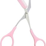 Pro Class Stainless Steel Eyebrow Trimming Scissors with Comb, Pink