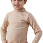 High Cool Basic Kids Boys Girls Winter High Neck Long Sleeve Fleece Lined Pile T-Shirt