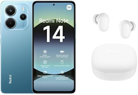 Xiaomi Redmi Note 14 Smartphone, 8 + 256 GB, Ocean Blue| 18 Month manufacturer warranty + Redmi buds 6 Play, 36 Hours Playtime White