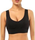 Bra for Women and Girls - Soft Sports Bra - One Piece - One Size - Comfortable Material - Black - Light and Comfortable Underwear