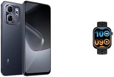 Infinix Hot 50i 4G Smartphone, 256GB Storage, 8+8GB RAM (Sleek Black) + Infinix XWatch H4 (XW4L)- Black