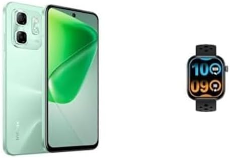 Infinix Hot 50i 4G Smartphone, 256GB Storage, 8+8GB RAM (Sage Green) + Infinix XWatch H4 (XW4L)- Black