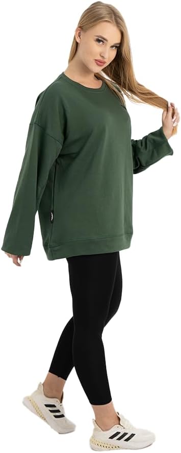 416LjTcWMCL._AC_SL1050_.jpg سويتشرت قطن رقبه دائريه للجنسين من Work Fit