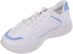 ⁦genuine Women's Leather Walking and Outdoor Sneaker - - White/Baby Blue, 41 EU⁩ - الصورة ⁦3⁩