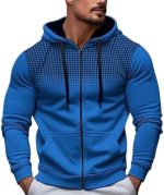 Men's Full Zip Hoodie Jacket with Gradient Dots