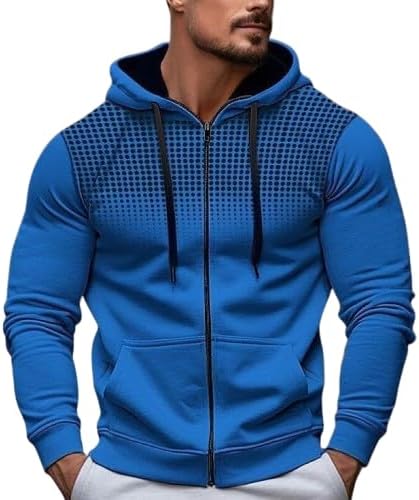 Men's Full Zip Hoodie Jacket with Gradient Dots