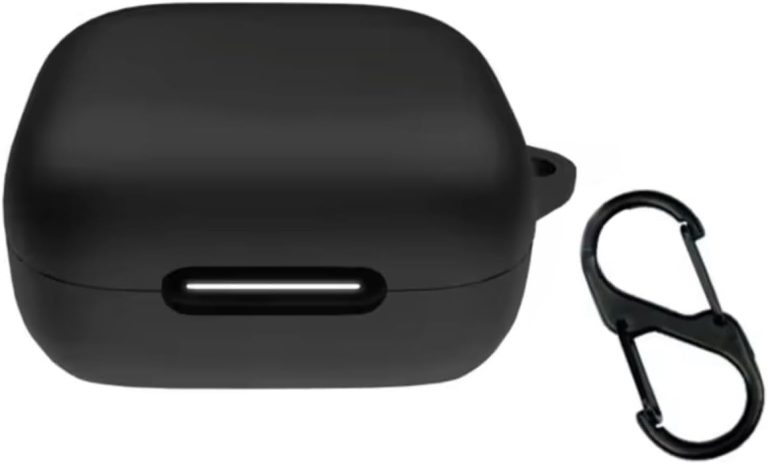 جراب حماية متوافق مع سماعات انكر ساوند كور R50i NC وانكر P30i من فكرة، سيليكون ناعم مقاوم للصدمات حلقة تعليق ومصباح ليد أمامي مرئي، لون أسود