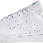 Adidas Grand Court Base Faux Leather Contrast-Stripe Back-Logo Low-Top Lace-Up Tennis Sneakers for Men - Ftwr White and Core Black, 46 2/3