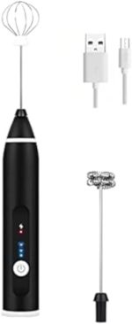 Milk frother handheld, rechargeable electric mixer for coffee drink, foam bread maker, 3 speed adjustable hand held mixer for mini whisk, cappuccino latte hot chocolate (black)