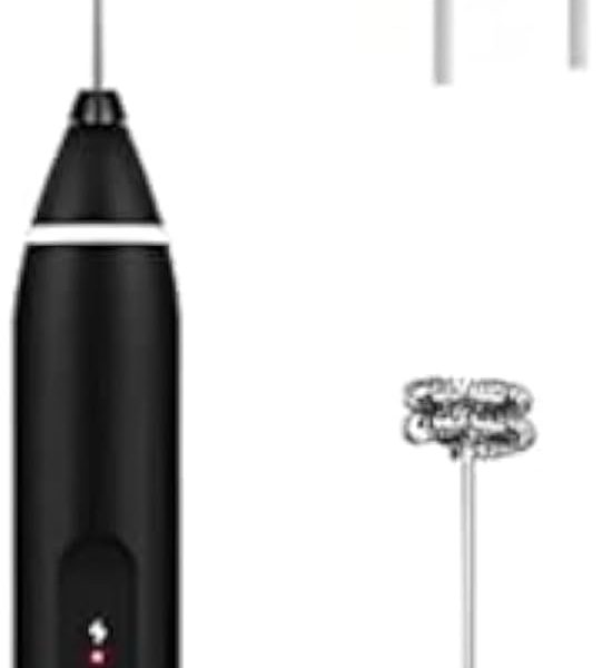 Milk frother handheld, rechargeable electric mixer for coffee drink, foam bread maker, 3 speed adjustable hand held mixer for mini whisk, cappuccino latte hot chocolate (black)