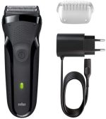 ⁦Braun Series 3 300s Rechargeable Electric Foil Shaver With 3 Flexible Blades – Protection Cap – Black⁩ - الصورة ⁦2⁩