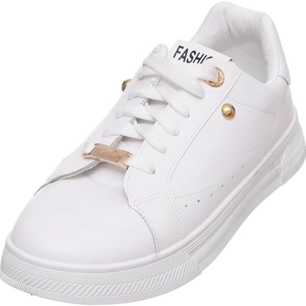 Women's Leather Sneakers with Lace-Up R2007-Parent