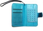 ⁦جراب موبايل محفظة Blue جراب عام وش و ضهر محفظة مع ميدالية و مناسب لجميع الموبايلات ذات أبعاد خارجية حتى (13 سم طول و 6.9 سم عرض) و يحتوى على قاعدة دوارة بها 20 مخدة شفط سيليكون لتثبيت ضهر الموبايل⁩ - الصورة ⁦3⁩
