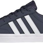 Adidas VS Pace Faux Leather Contrast Three Side Stripe Front Logo Skateboarding Shoes for Men - Dash, 42 2/3
