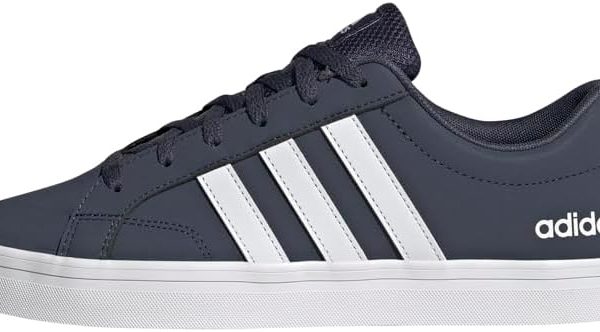 Adidas VS Pace Faux Leather Contrast Three Side Stripe Front Logo Skateboarding Shoes for Men - Dash, 42 2/3
