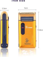 ⁦ماكينة حلاقة كهربائية بقدرة 3 وات للرجال قابلة لإعادة الشحن من الألومنيوم - شحن سريع، حلاقة مستمرة، ورق تغطية من خليط التيتانيوم المعدني شديدة الصلابة لتجربة حلاقة مريحة، ماكينة تشذيب اللحية، لون ذهبي⁩ - الصورة ⁦4⁩