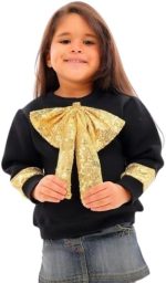 Girls Sequins Bow Sweatshirt - Casual Fashion Glitter - School & Daily Outwear code 5001