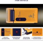 ⁦ماكينة حلاقة كهربائية بقدرة 3 وات للرجال قابلة لإعادة الشحن من الألومنيوم - شحن سريع، حلاقة مستمرة، ورق تغطية من خليط التيتانيوم المعدني شديدة الصلابة لتجربة حلاقة مريحة، ماكينة تشذيب اللحية، لون ذهبي⁩ - الصورة ⁦2⁩