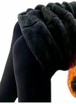 ⁦Women's Winter Warm Legging – Soft Fur Lined – High Waist Lycra Elastic and Comfortable – Elegant Solid Black – Free Size Fits 50k to 100k⁩ - الصورة ⁦2⁩