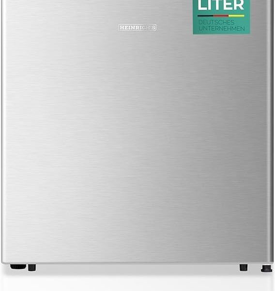 ثلاجة مشروبات من هاينريتشز سعة 45 لتر صغيرة الحجم هادئة 41 ديسيبل مع حجرة للفريزر تجميد مثالية للمكتب والتخييم والحديقة والاماكن الخارجية (فضي)