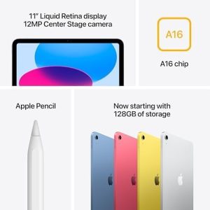 ⁦Apple iPad 11-inch: A16 chip, 11-inch Model, Liquid Retina Display, 256GB, Wi-Fi 6, 12MP Front/12MP Back Camera, Touch ID, All-Day Battery Life — Silver⁩ - الصورة ⁦5⁩