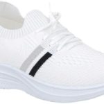 2024 Unisex Lace Up Slip On Sneakers [ White, Black, Pink ]