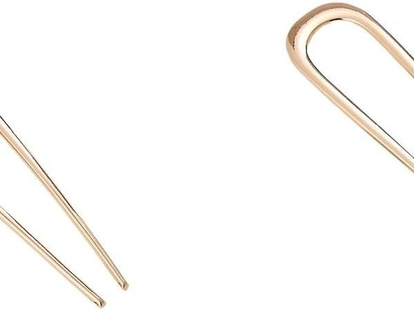 مشابك معدنية للنساء، دبابيس ذهبية للشعر الكثيف، مشابك على شكل حرف U، مشابك معدنية لجميع أنواع الشعر، مشابك ملفوفة، شوكات شعر من ان كيه دي، قطعتين، ذهبي