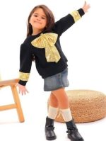 ⁦Girls Sequins Bow Sweatshirt - Casual Fashion Glitter - School & Daily Outwear code 5001⁩ - الصورة ⁦3⁩