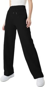 ⁦Sherwal High Waist Wide Leg Sweatpants - Sportswear - Side Pockets and Drawstring Waist for Women⁩ - الصورة ⁦3⁩