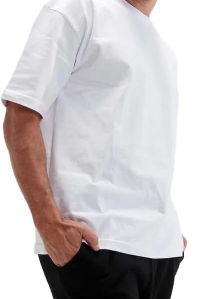 ايسنشيالز تي شيرت رجالي بمقاس كبير ولون ابيض (عبوة من قطعة واحدة)