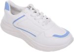 genuine Women's Leather Walking and Outdoor Sneaker - - White/Baby Blue, 41 EU