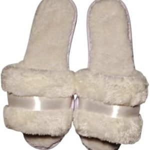 Slipper Pink Fur For Women Satin Ribbon