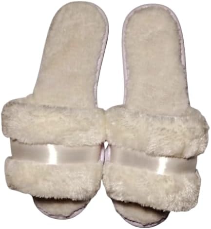 Slipper Pink Fur For Women Satin Ribbon