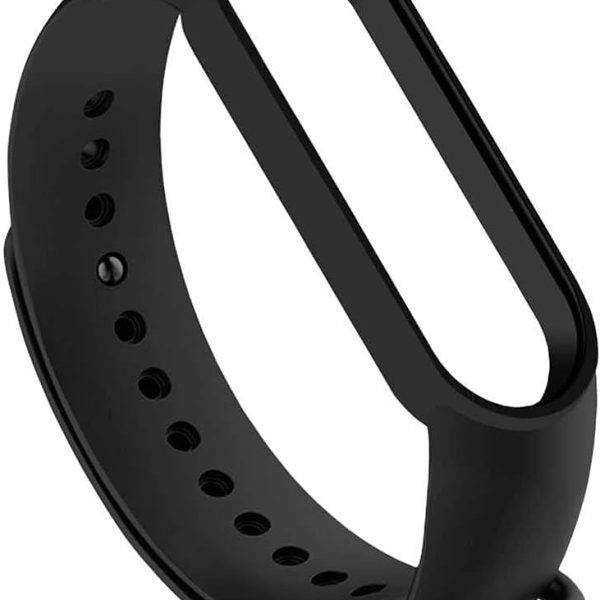 OcioDual Silicone Replacement Strap Compatible with Xiaomi Mi Band 6 5 Amazfit Band 5 Black Soft Strap Anti-lost Replacement