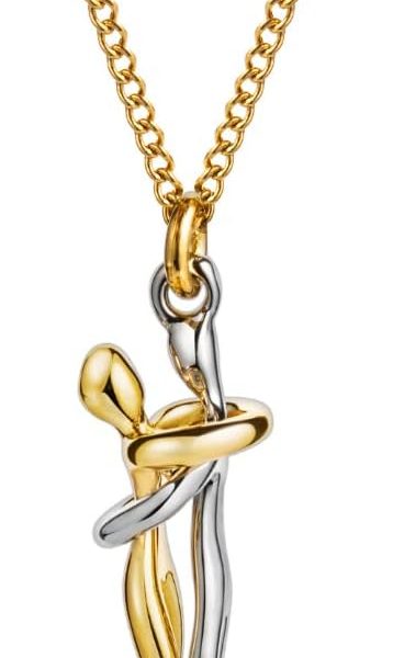 Love & Crafted Gold Hug Couples Necklace for Women or Men Perfect Matching Necklace for Couples Jewelry Gifts, Brass, No Gemstone