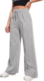 Sport Sweatpants Wide Leg With Line – High Waist - Side Pockets Drawstring Pants Women Sports wear - الصورة 3