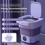 ⁦Portable Washing Machine Foldable Mini Washing Machine Half Automatic Small Washer for Baby Clothes Underwear or Small Items 9L (Purple)⁩ - الصورة ⁦4⁩