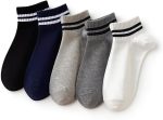 Trendora Cotton Blend Ankle Socks, Mixed Colors, Regular Size, 5 Pairs With 1 Gift, Casual Wear, Machine Washable