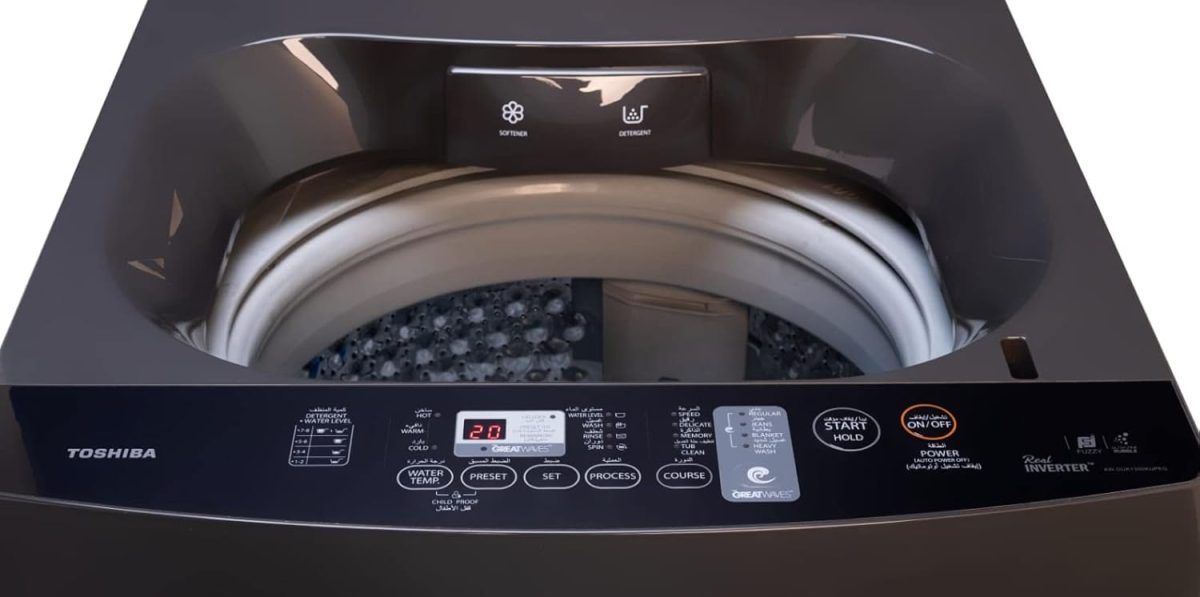 ⁦TOSHIBA Top Loading Washing Machine,AW-DUK1300KUPEG(SK),ULTRA FINE BUBBLE, Great Waves,Water Shield Filter, Memory,Quick wash15minn, Silver, 15Kg, Automatic⁩ - الصورة ⁦12⁩