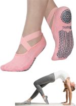 Showday Yoga Socks for Women Non-Slip Grips & Straps, Ideal for Pilates, Pure Barre, Ballet, Dance, Barefoot Workout