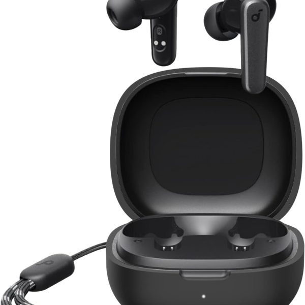 Writiany Silicone Case for Soundcore by Anker R50i/P20i Case Cover, Protective Skin Compitable with Anker Soundcore R50i/P20i Wireless Earbuds (Black) Headphones Headset