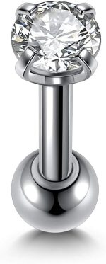 ⁦Zysta Mini Cubic Zirconia 16G Earring Studs Round Rhinestone Diamond Stainless Steel Post Back Ball Screw Men Women Boy Girl Nose Helix Cartilage Ear Lobe Small Cute Piercing Jewelry⁩ - الصورة ⁦7⁩